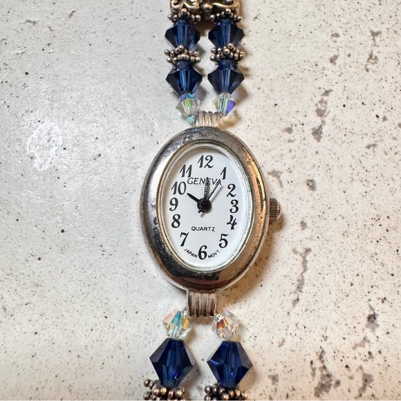 Vintage Geneva Blue Beaded Watch Bracelet main image 5